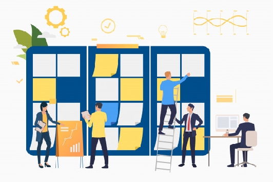 whiteboard d'une équipe scrum